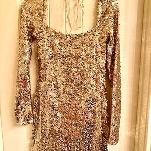 Lucy in the Sky Gold Sequin Long Sleeve Dress